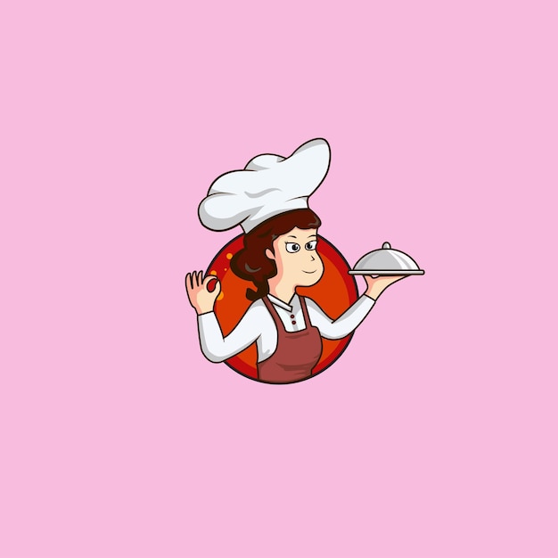 female chef mascot logo