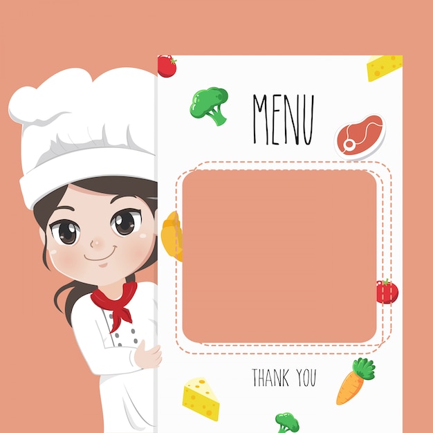 Female chef recommends food menu,   