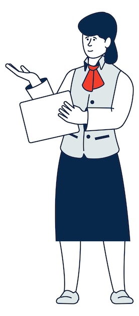 Vector female clerk with paper document service worker woman