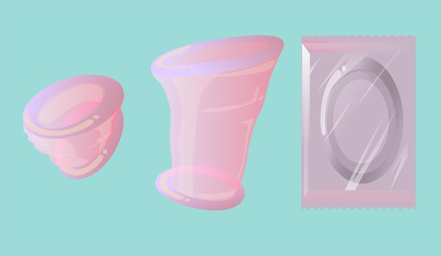 Vector female condoms flat illustration