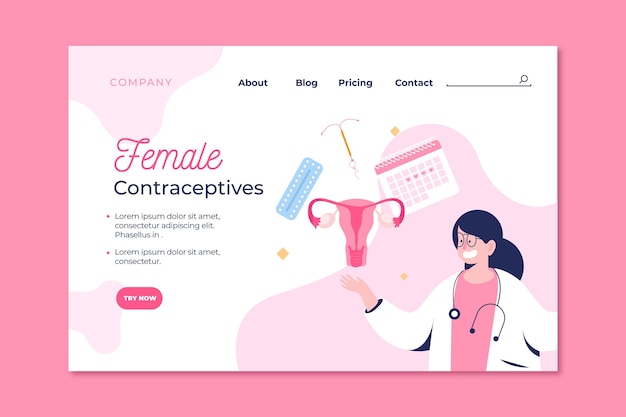 Modello di pagina di destinazione contraccettivi femminili