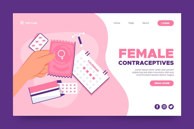 Modello di pagina di destinazione contraccettivi femminili