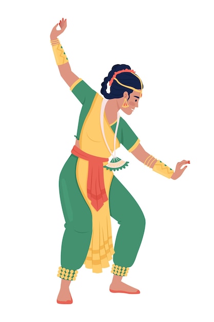 Female dancer posing on festival of lights semi flat color vector character