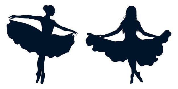 Vettore ballerina o donna silhouette danzanti arte vettoriale