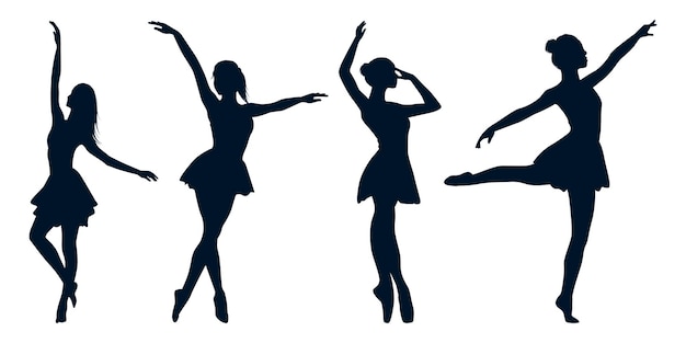 Vector female dancer or woman dancing silhouettes vector art