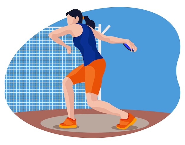 Vector female discus thrower