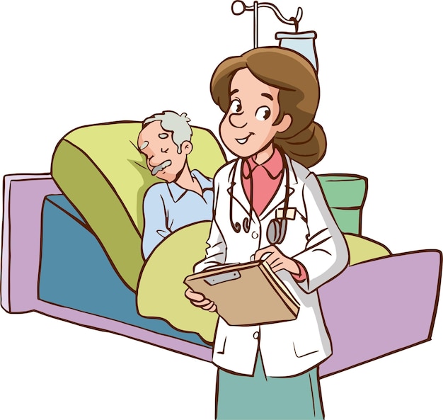 женщина-врач мультфильм векторные иллюстрации