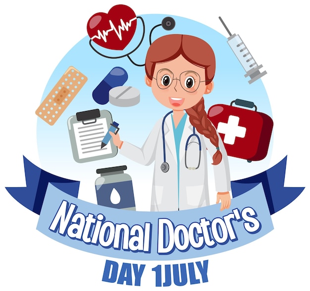Female doctor on doctor day in July logo