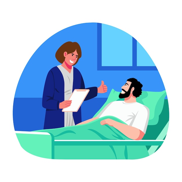 a female doctor doing patient checkup flat illustration