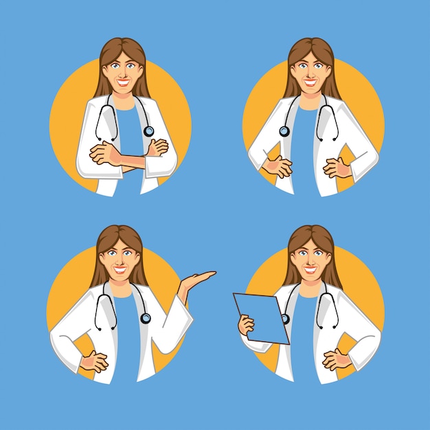 Female doctor human character cartoon