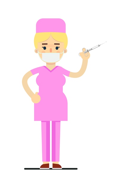 Женский доктор в медицинской форме с шприцем