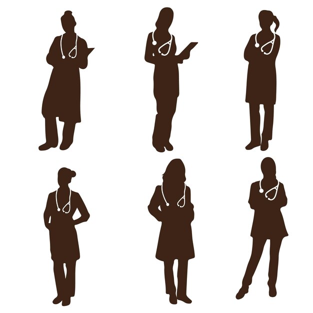 Vector female doctor and nurses