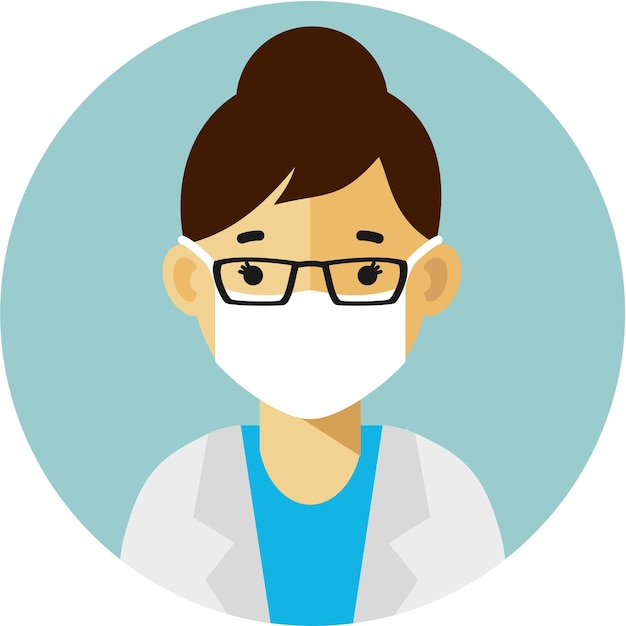 Vector female doctor in protective mask avatar face icon flat style