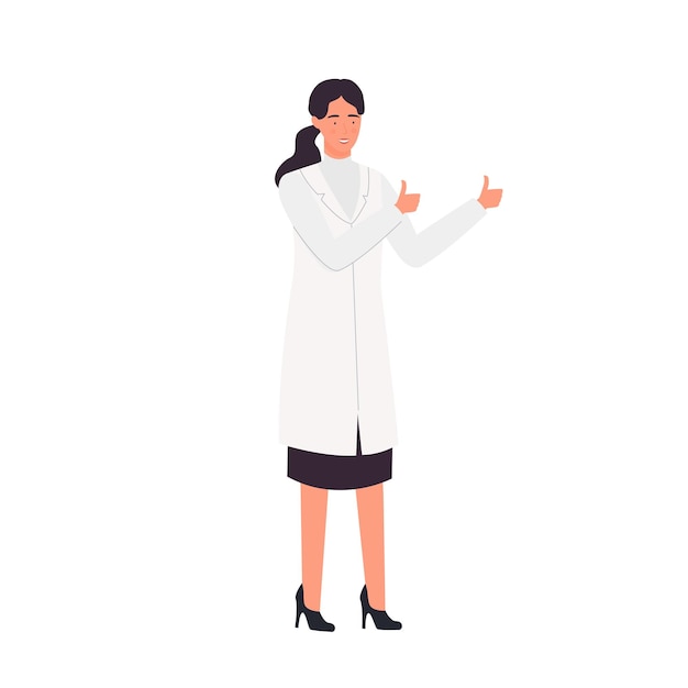 Female doctor showing thumb up gesture