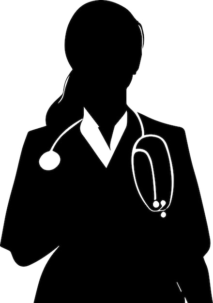 Vector female doctor silhouette illustration 2