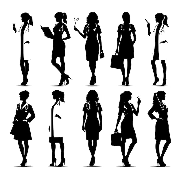 Female doctor silhouette illustration vector