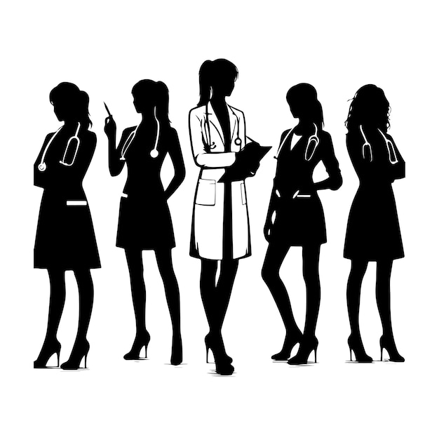 Vector female doctor silhouette illustration vector