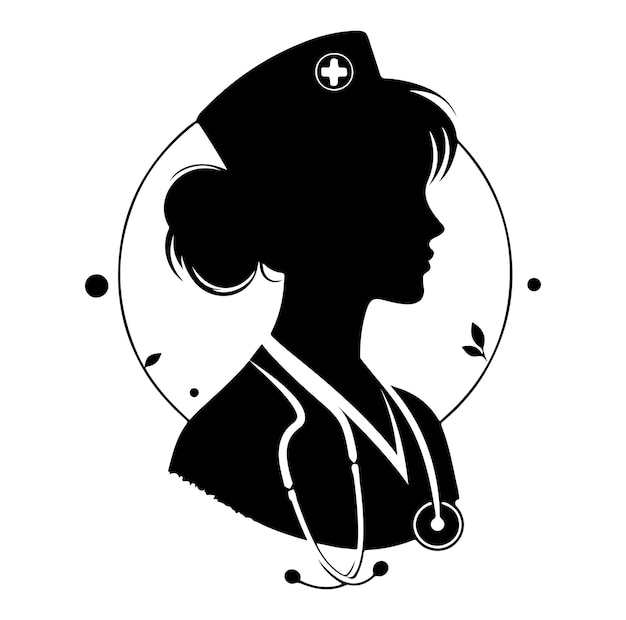 Vector female doctor silhouette illustration