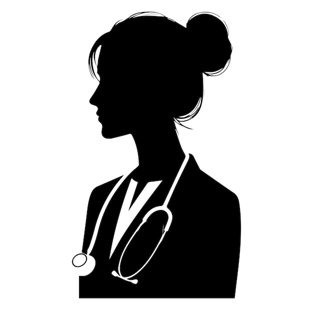 Vector female doctor silhouette illustration