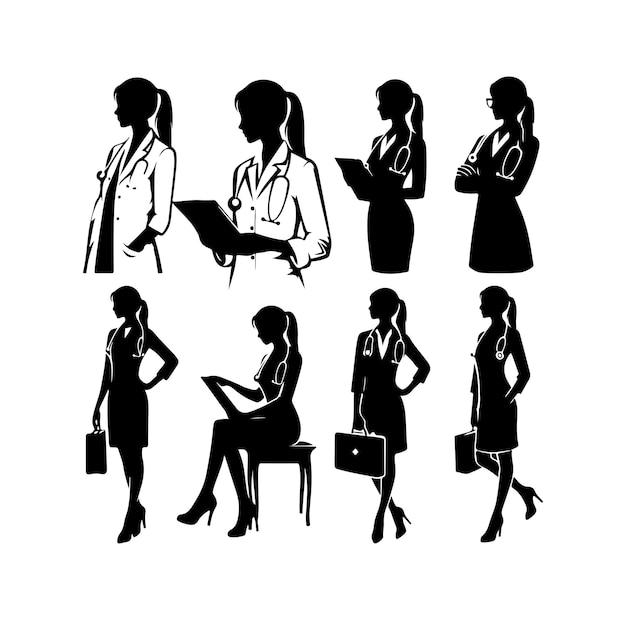 female doctor silhouette vector