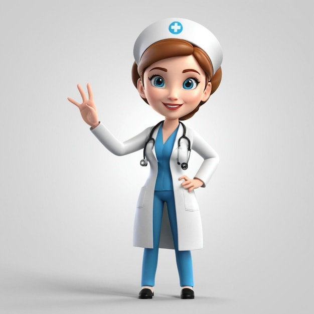 Vector female doctor waving hand vector