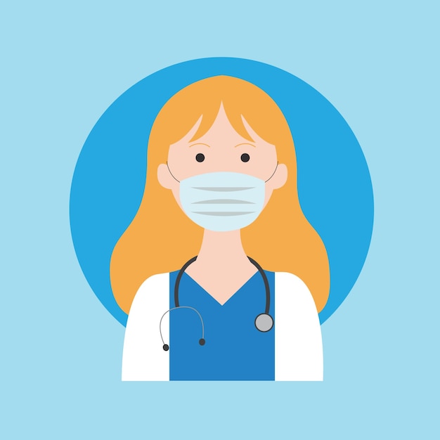 Female doctor wearing mask vector illustration design template