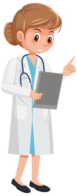 Vector female doctor with file