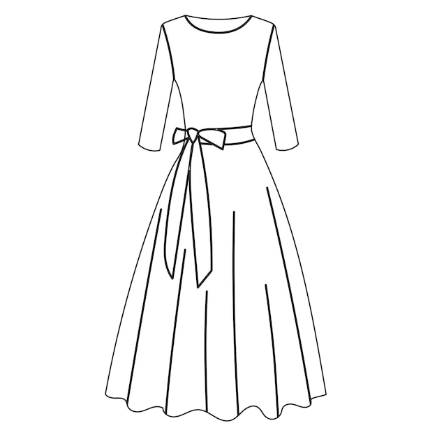 Female dress contour sketch isolated