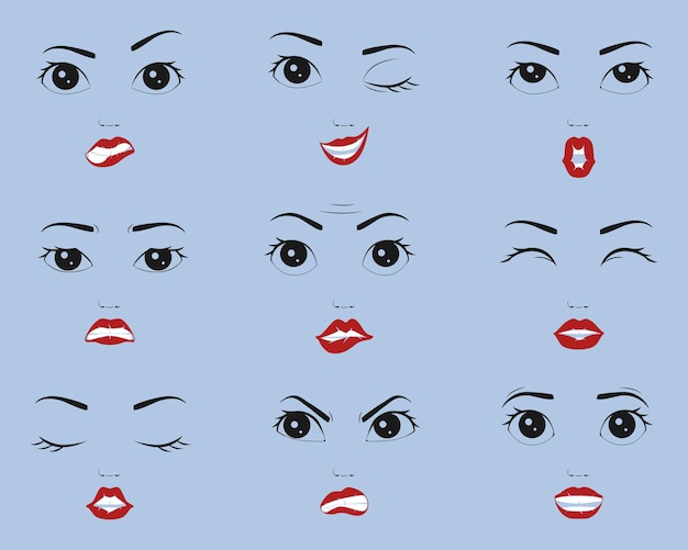 Female emotions female faces with different emotions.