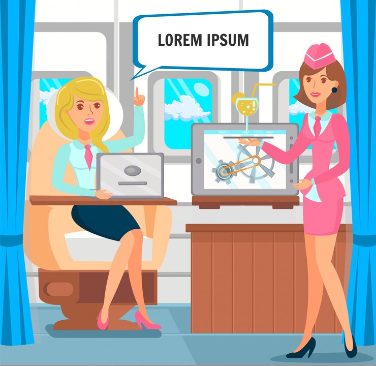 Vector female entrepreneur business trip illustration