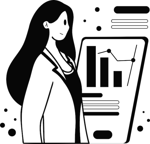 Female Entrepreneurs and Online Investing illustration in doodle style