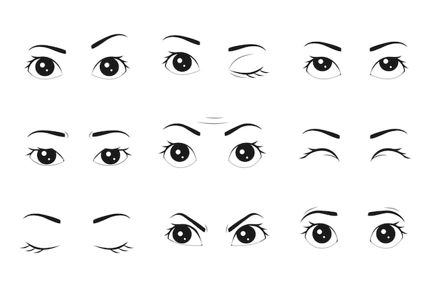 Vector female eyes emotions of female eyes