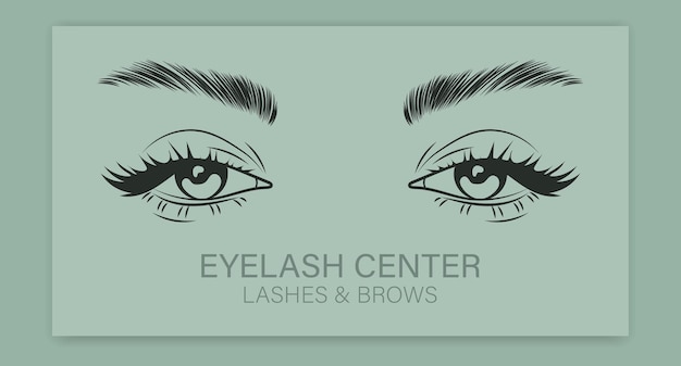 Vector female eyes with long eyelashes and eyebrows beauty logo for eyelash and eyebrow center logo busi