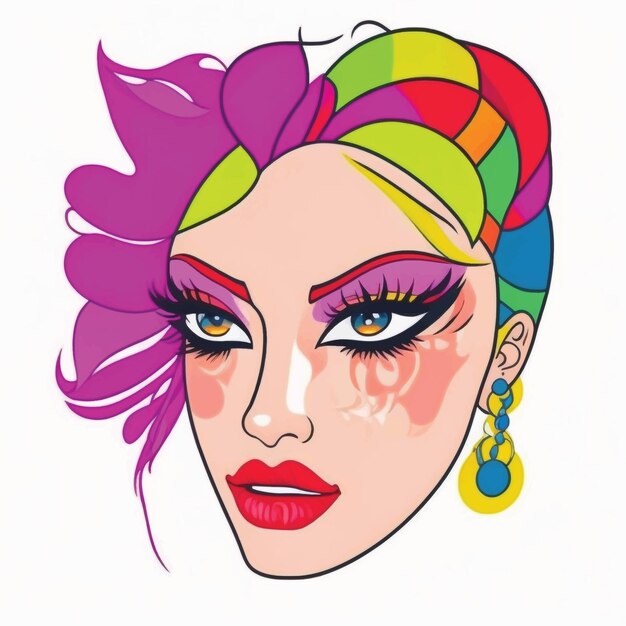 Vector female face colorful beautiful vector