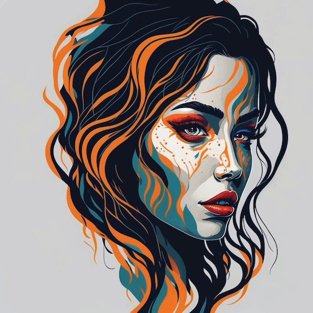 female face colorful beautiful vector