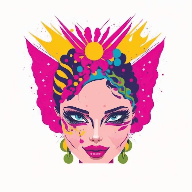 female face colorful beautiful vector