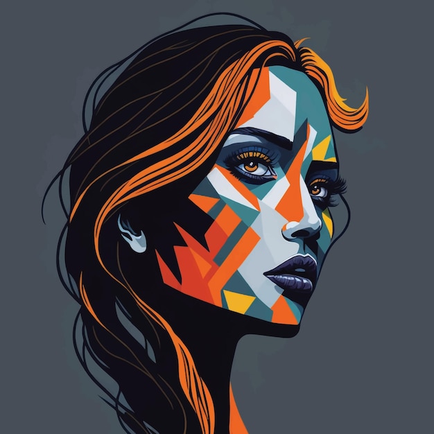 female face colorful beautiful vector