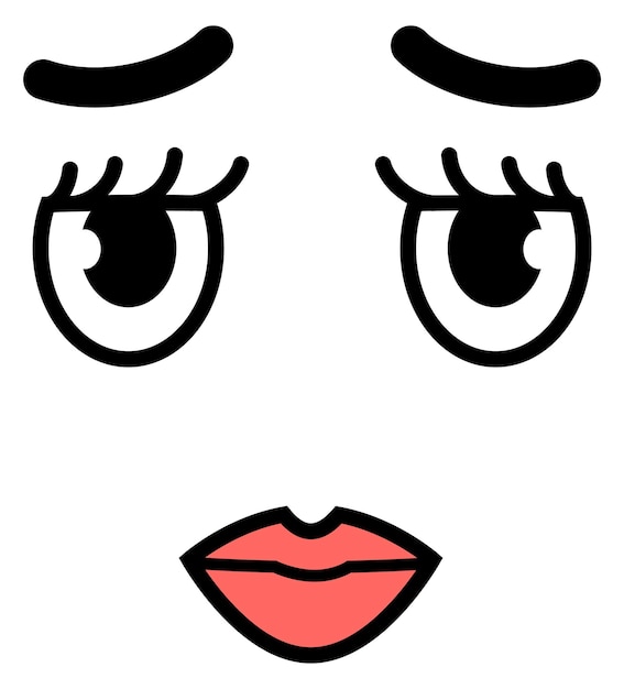 Premium Vector  Female face expression doodle funny cute emotion