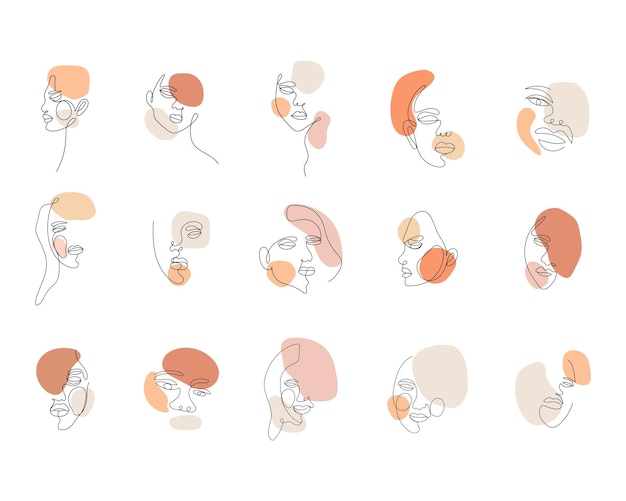 Женское лицо линии искусства Абстрактные элементы женского искусства линии Минималистская линейная иллюстрация