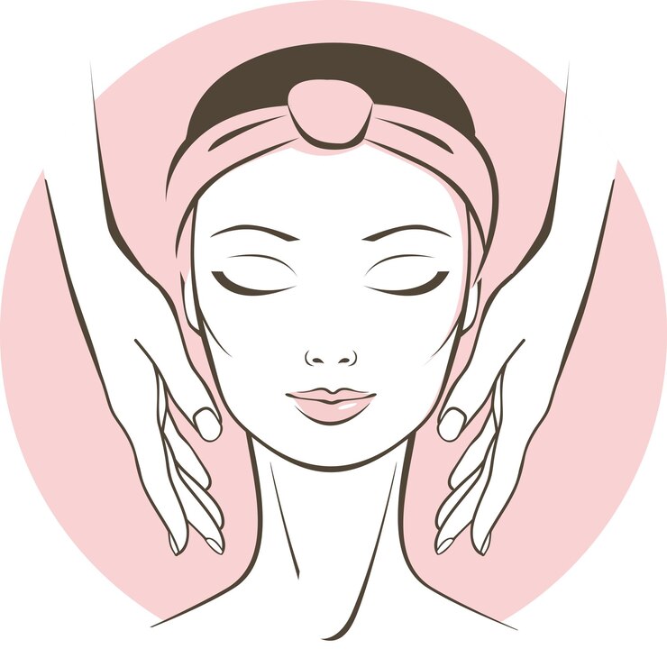 Vector female face treatment in spa salon