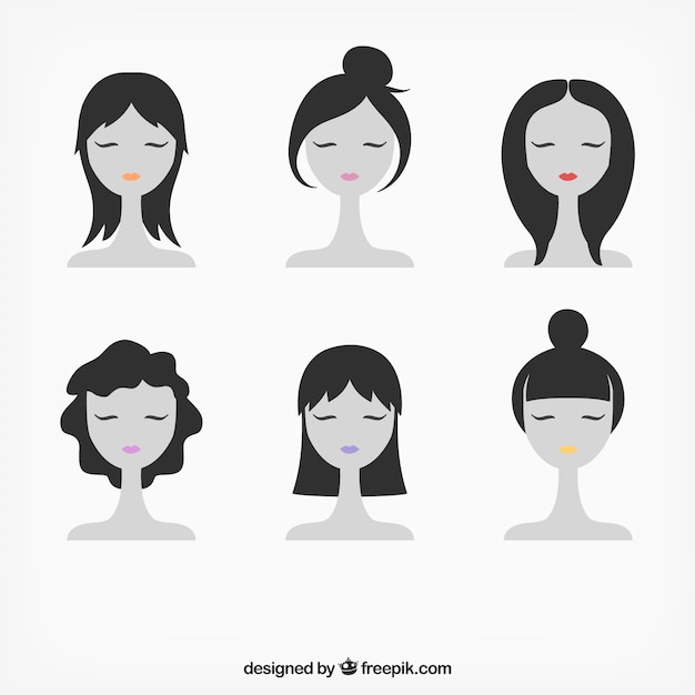 Vector female faces illustration