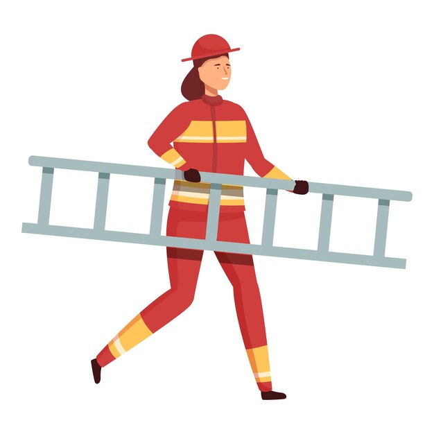 Premium Vector Female Firefighter In Gear Carrying Ladder premium-vector-female-firefighter-in-gear-carrying-ladder