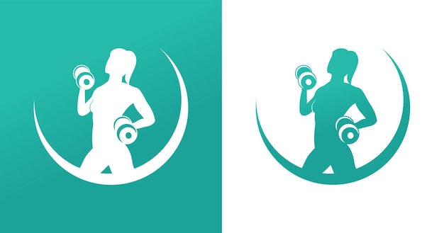 Female fitness logo design illustration