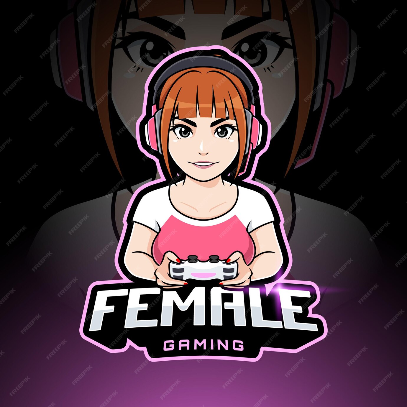 Premium Vector | Female gamer character mascot logo, gamer girl esport