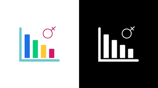 女性の性別を減らすインフォ グラフィック データ分析カラフルなアイコン デザイン グラフ バー