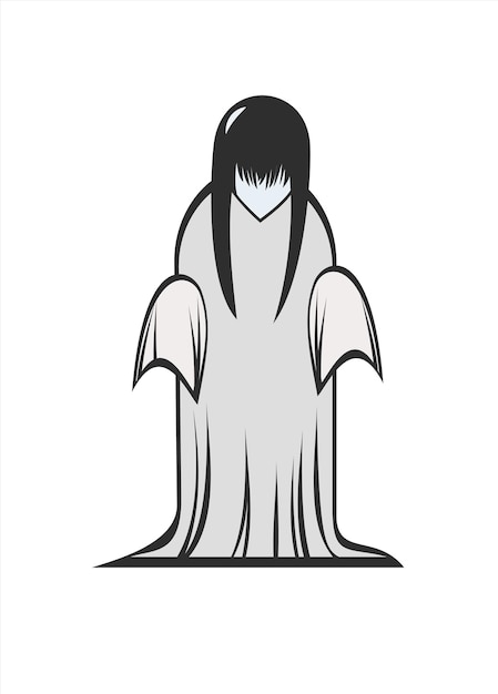 Vector female ghost figure simple illustration