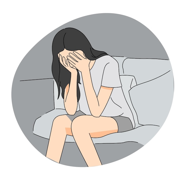 female girl sitting sad crying stressed