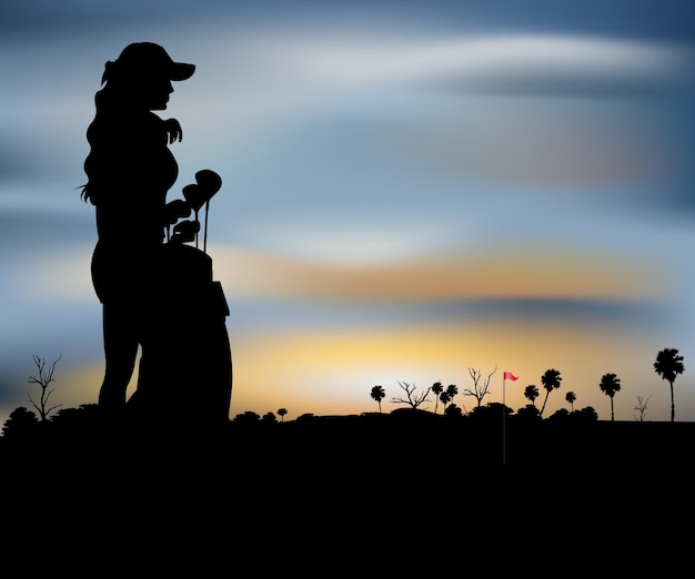 Female golfer silhouette