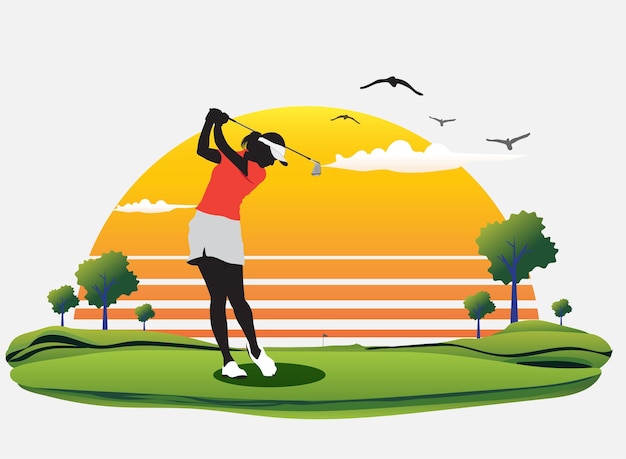 Vector female golfer