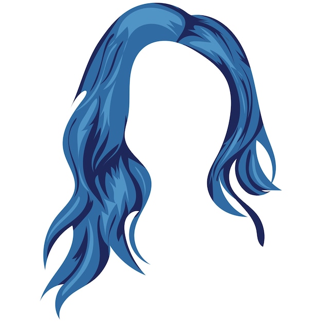 Vector female hairstyle pattern cascade blue for characters